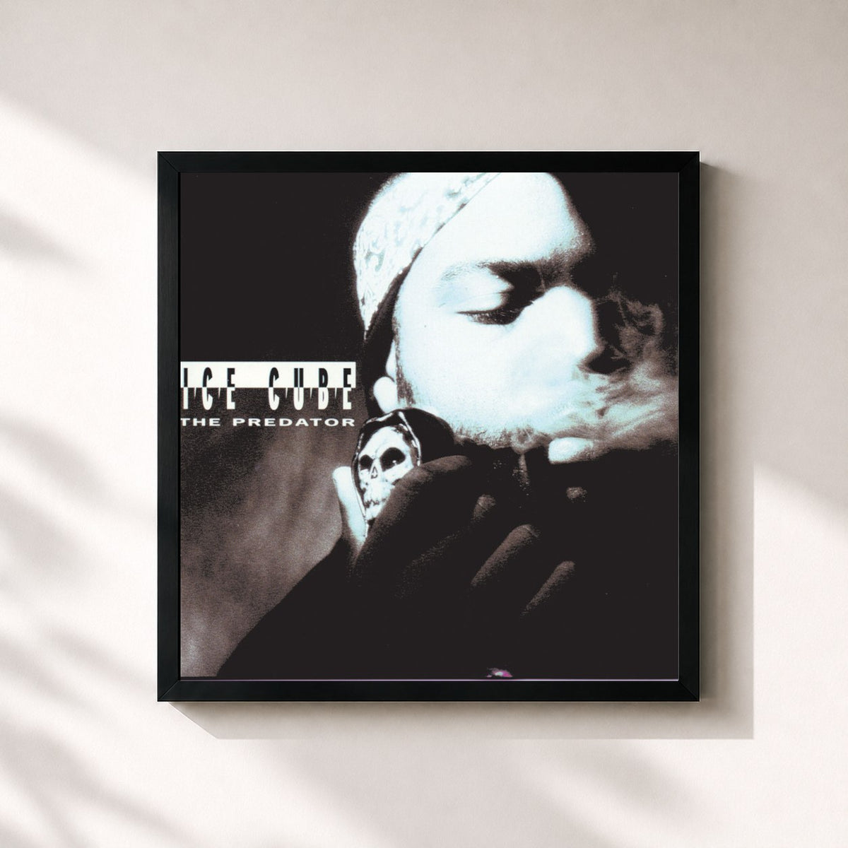 #noir Tableau carré de l'album The Predator de Ice Cube, cadre noir 32x32 cm
