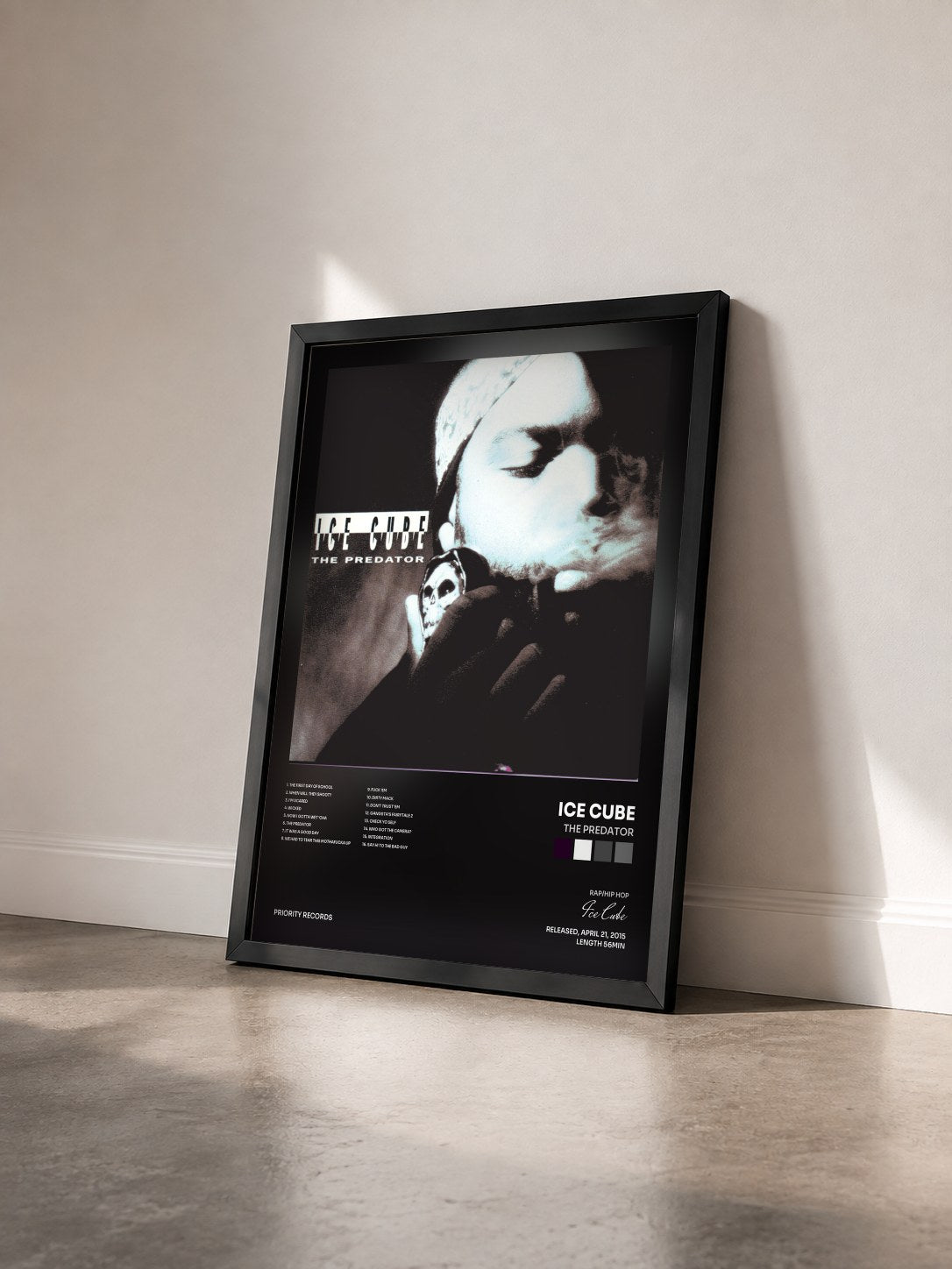 #noir Tableau de l'album The Predator de Ice Cube vu de trois quarts, cadre noir