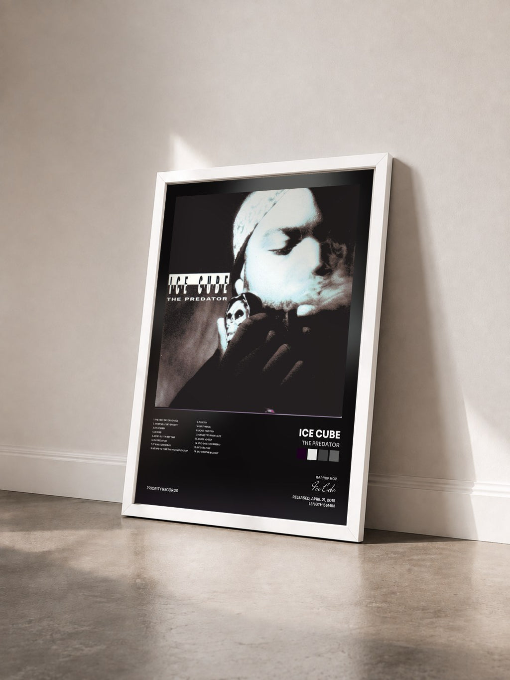 #blanc Tableau de l'album The Predator de Ice Cube vu de trois quarts, cadre blanc