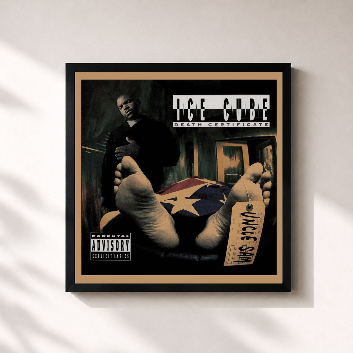 #noir Tableau carré de l'album Death Certificate (Complete Edition) de Ice Cube, cadre noir 32x32 cm