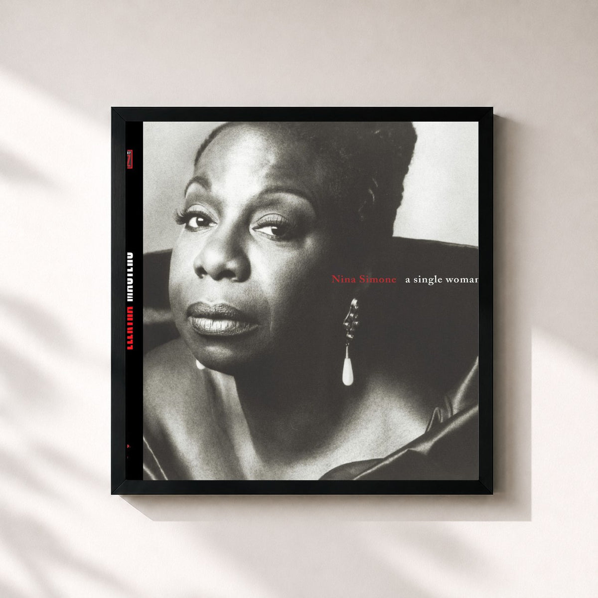 #noir Tableau carré de l'album A Single Woman (Expanded) de Nina Simone, cadre noir 32x32 cm