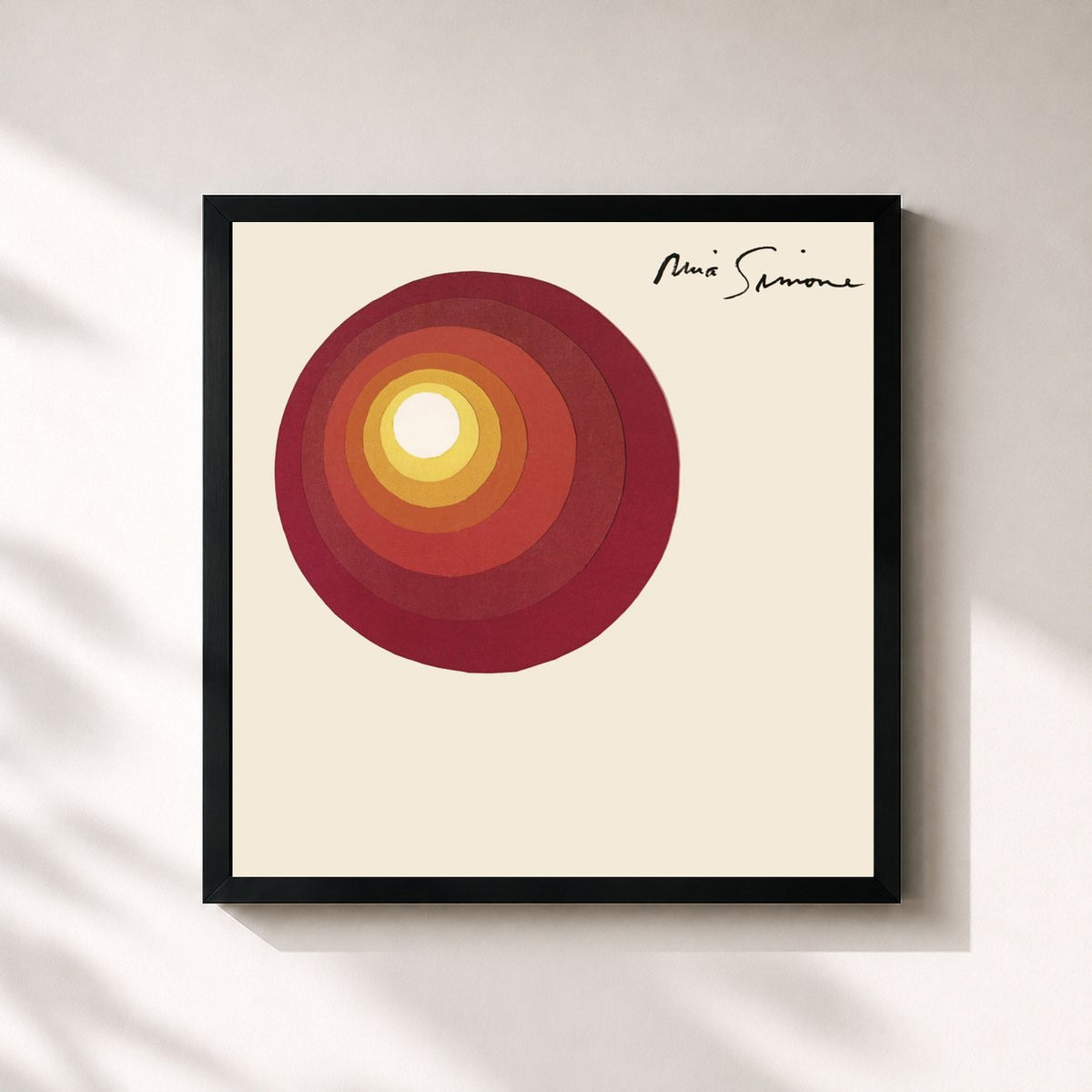 #noir Tableau carré de l'album Here Comes The Sun (Expanded Edition) de Nina Simone, cadre noir 32x32 cm