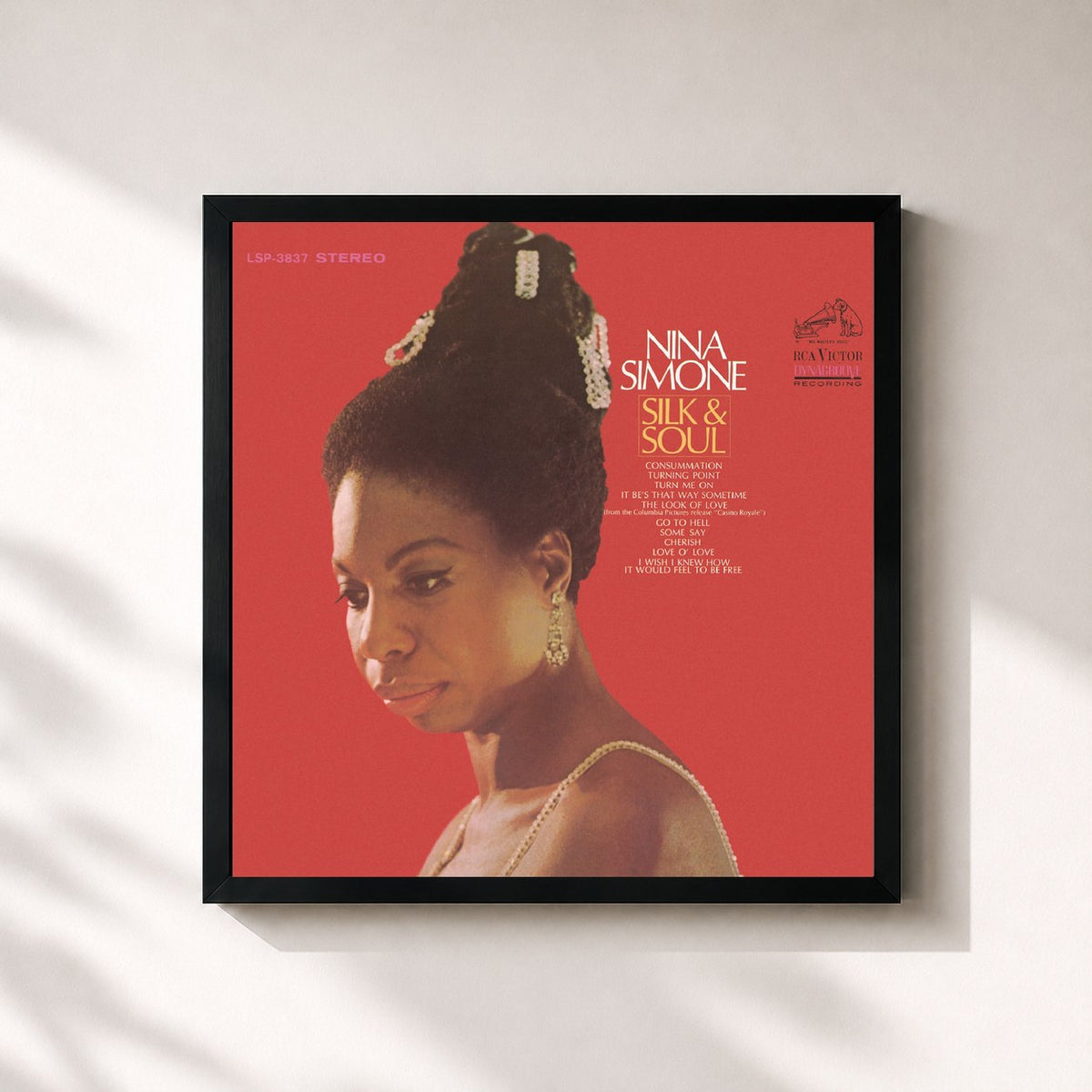 #noir Tableau carré de l'album Silk & Soul (Expanded Edition) de Nina Simone, cadre noir 32x32 cm
