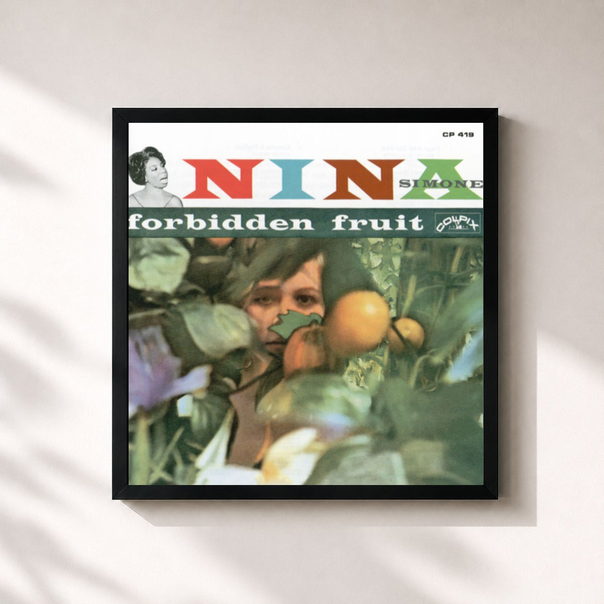 #noir Tableau carré de l'album Forbidden Fruit de Nina Simone, cadre noir 32x32 cm