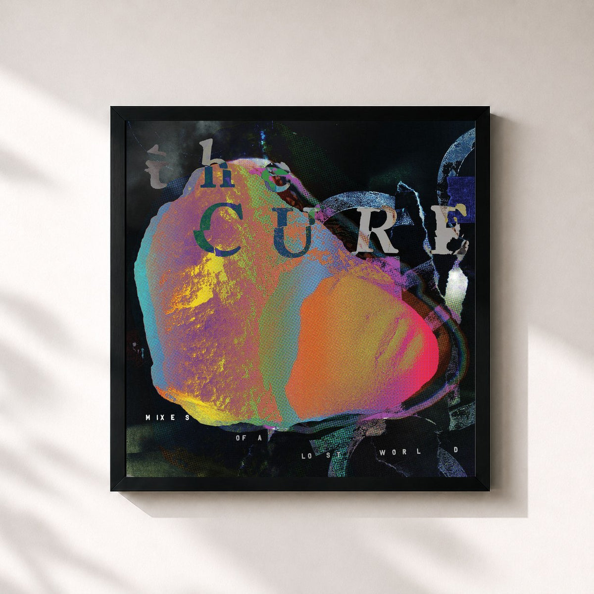 #noir Tableau carré de l'album Mixes Of A Lost World de The Cure, cadre noir 32x32 cm