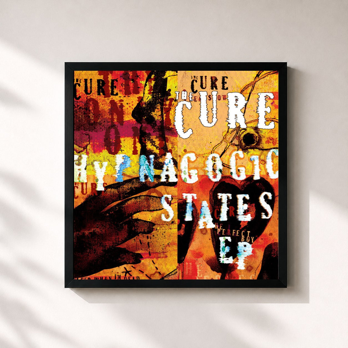 #noir Tableau carré de l'album Hypnagogic States de The Cure, cadre noir 32x32 cm
