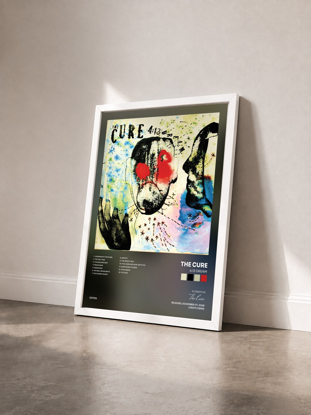 #blanc Tableau de l'album 4:13 Dream de The Cure vu de trois quarts, cadre blanc