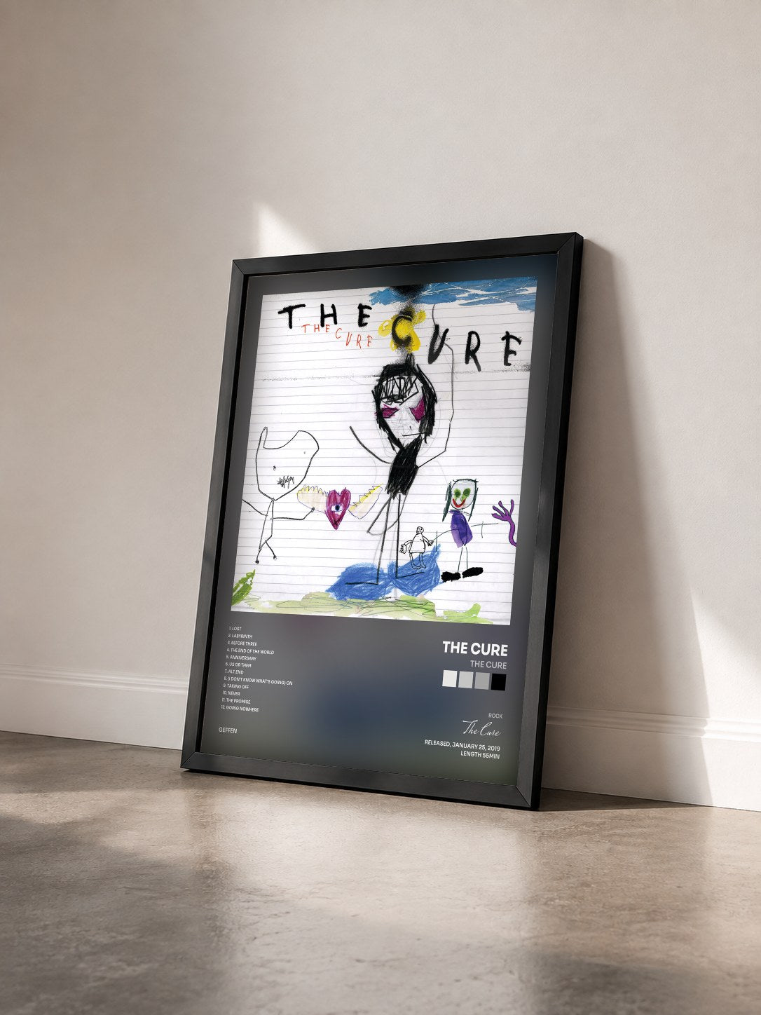 #noir Tableau de l'album The Cure de The Cure vu de trois quarts, cadre noir