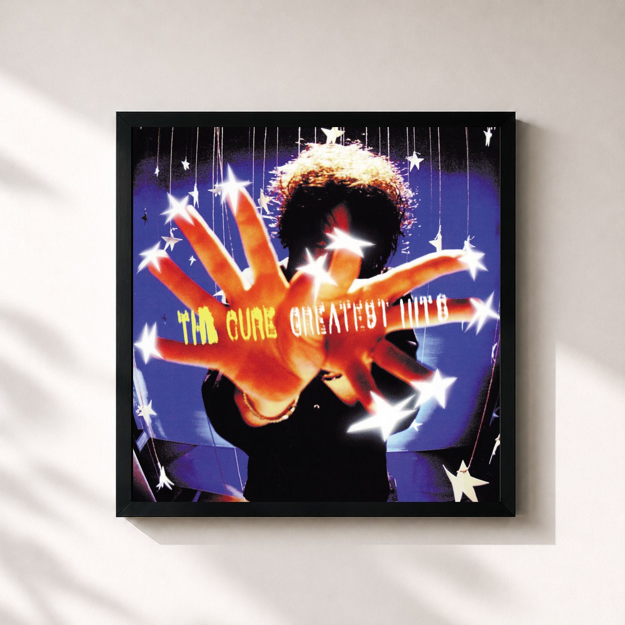 #noir Tableau carré de l'album Greatest Hits de The Cure, cadre noir 32x32 cm
