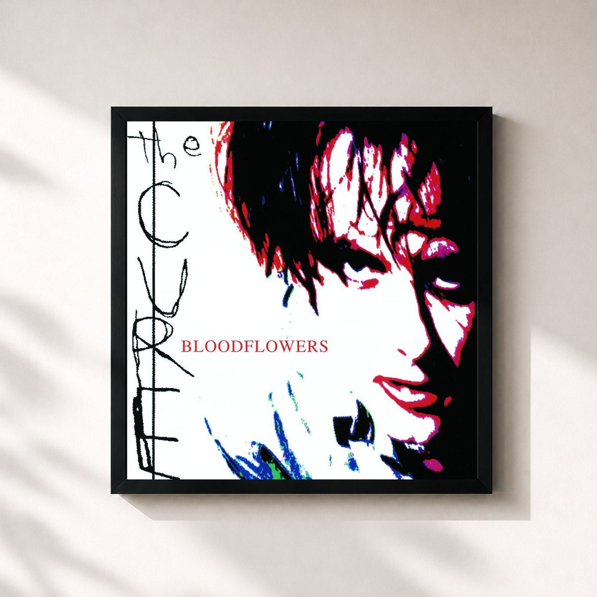 #noir Tableau carré de l'album Bloodflowers de The Cure, cadre noir 32x32 cm