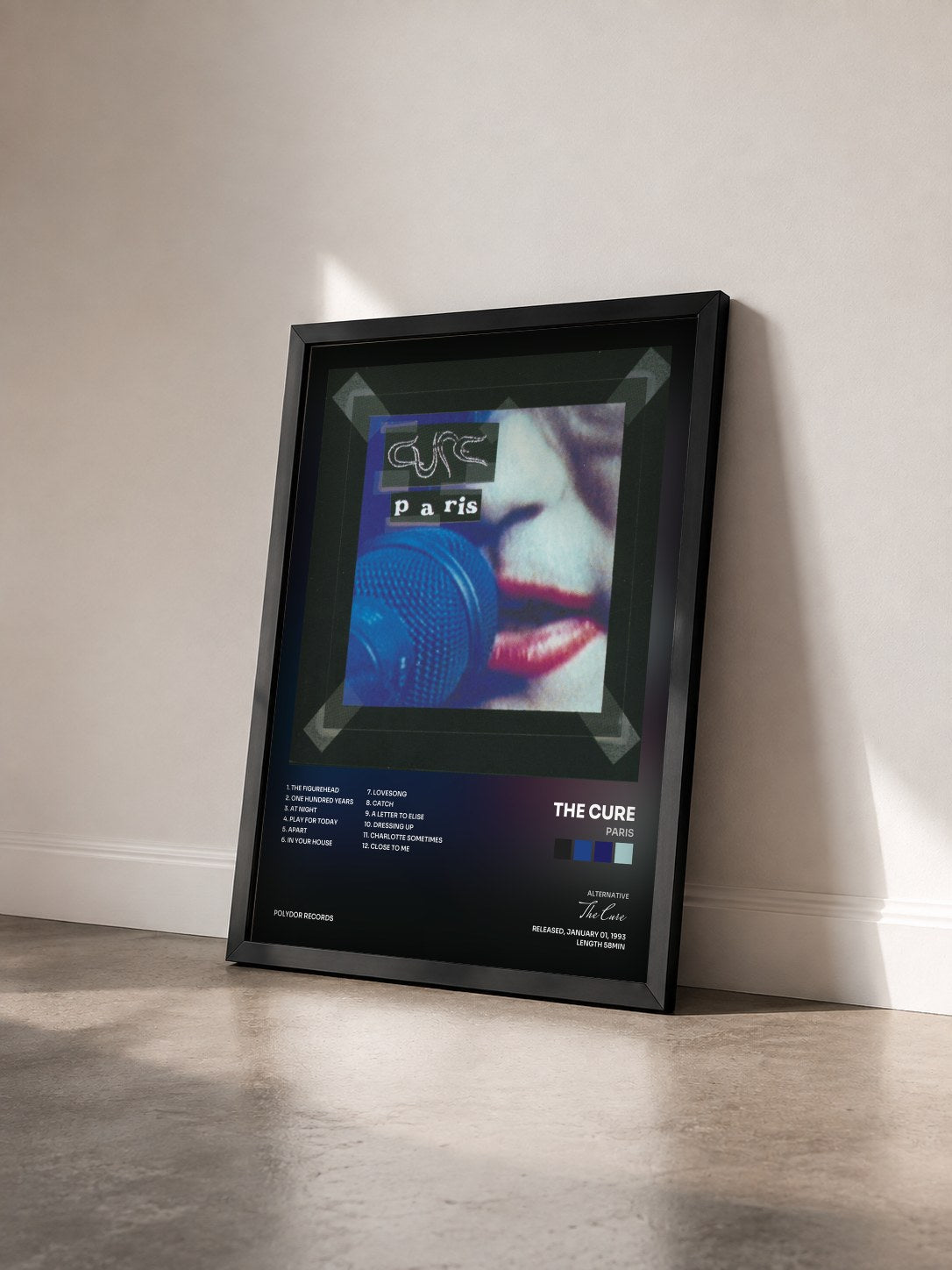 #noir Tableau de l'album Paris de The Cure vu de trois quarts, cadre noir