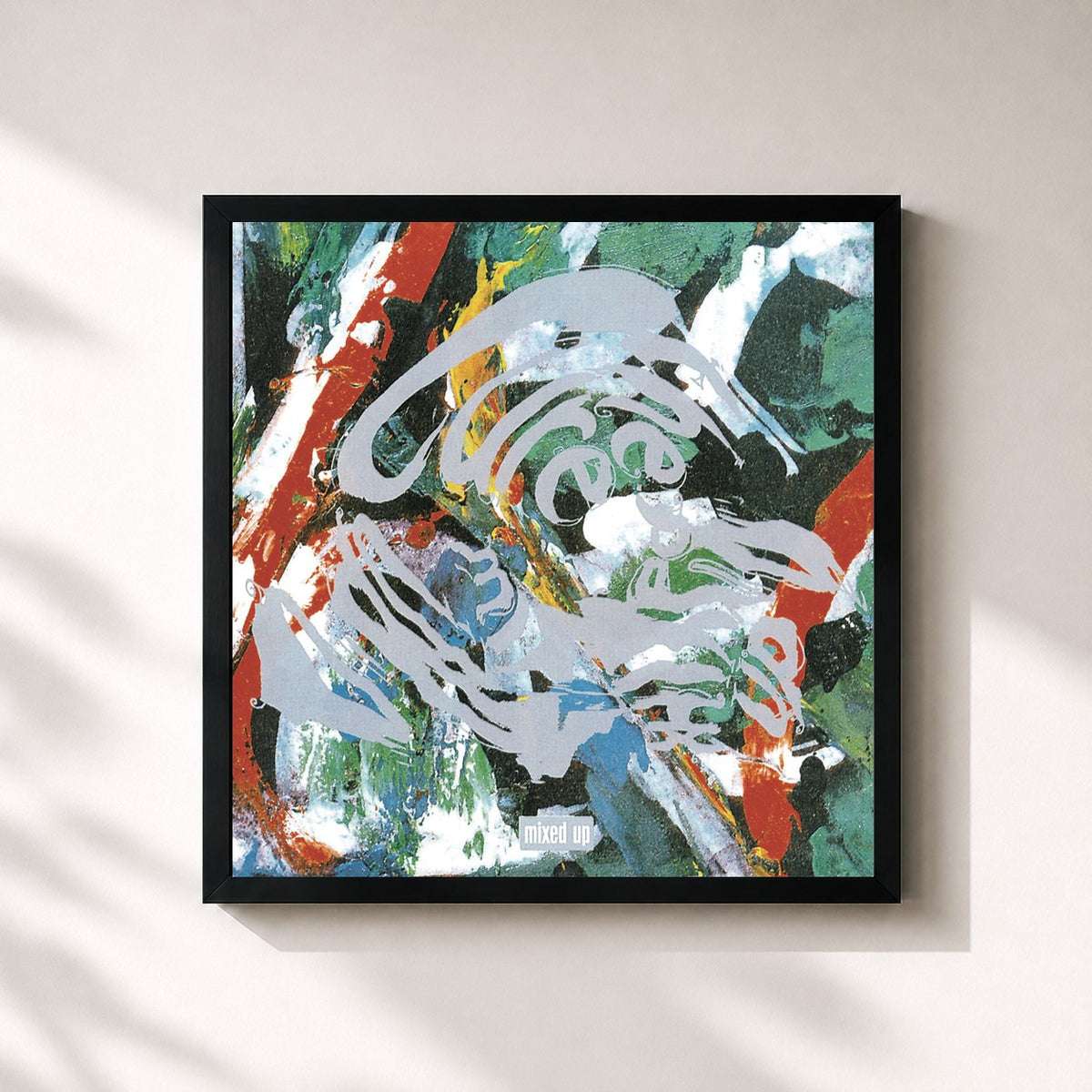 #noir Tableau carré de l'album Mixed Up de The Cure, cadre noir 32x32 cm