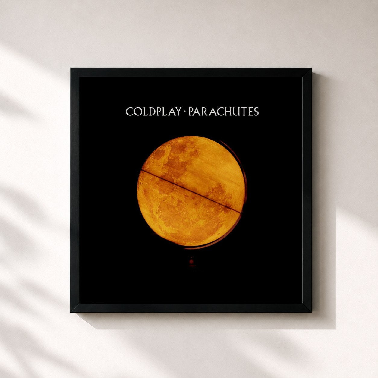 #noir Parachutes di Coldplay in stampa quadrata incorniciata, cornice nera 32x32 cm