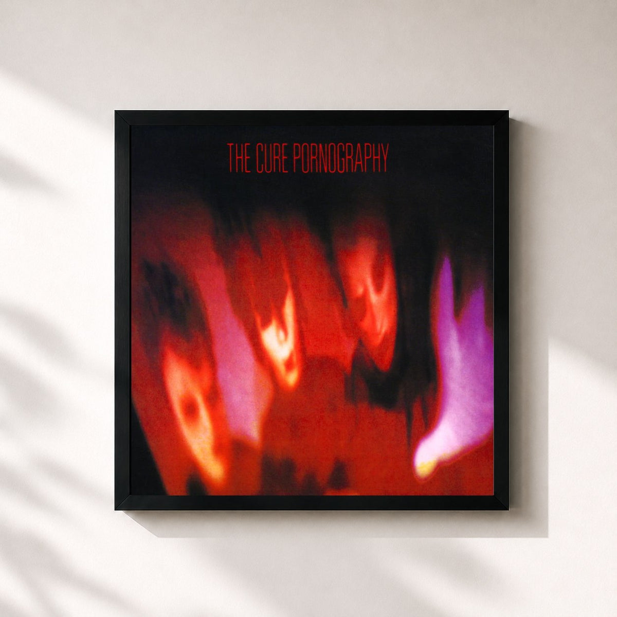 #noir Tableau carré de l'album Pornography de The Cure, cadre noir 32x32 cm