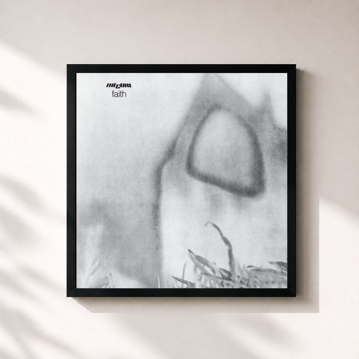 #noir Tableau carré de l'album Faith de The Cure, cadre noir 32x32 cm