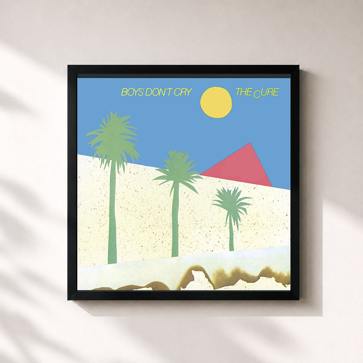 #noir Tableau carré de l'album Boys Don't Cry de The Cure, cadre noir 32x32 cm