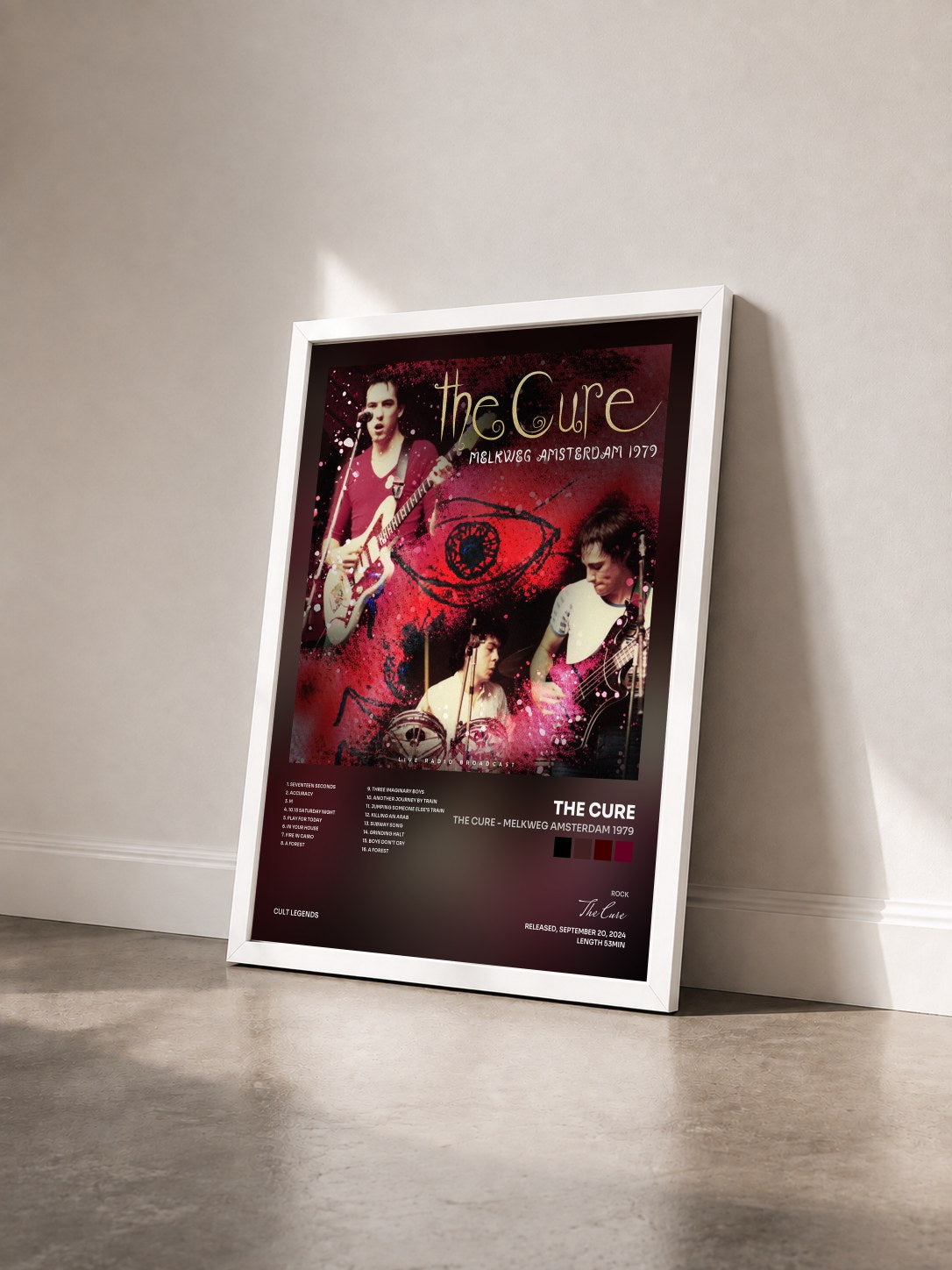 #blanc Tableau de l'album The Cure - Melkweg Amsterdam 1979 de The Cure vu de trois quarts, cadre blanc