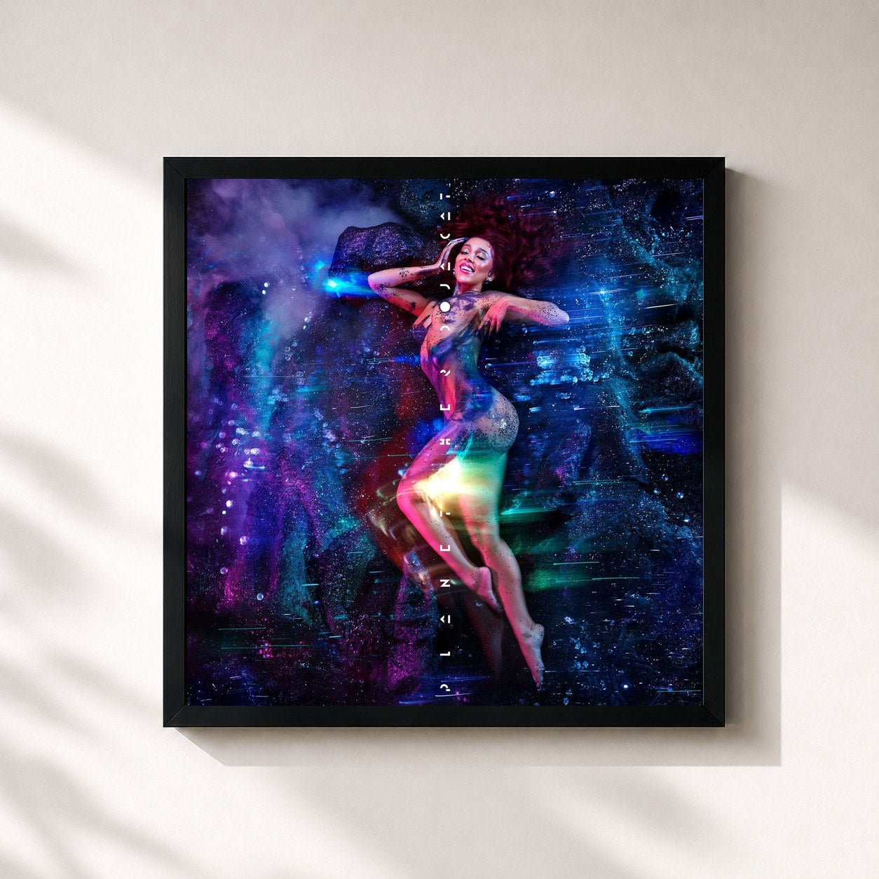 #noir Planet Her by Doja Cat as a square framed art print, black 32x32 cm frame