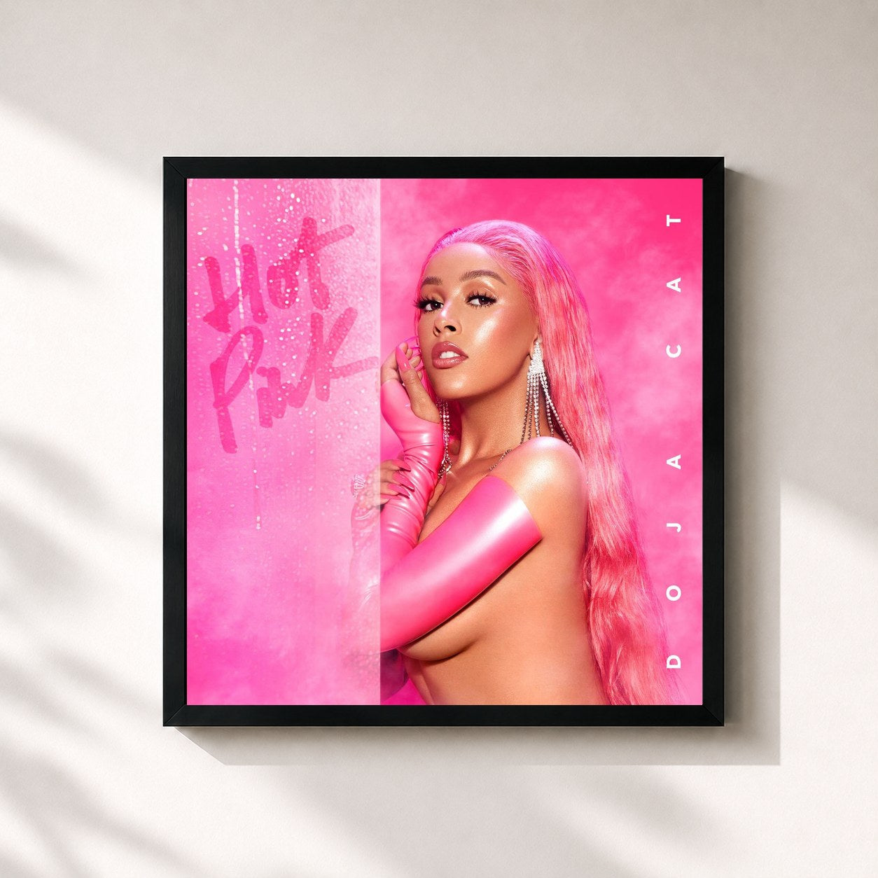 #noir Tableau carré de l'album Hot Pink de Doja Cat, cadre noir 32x32 cm