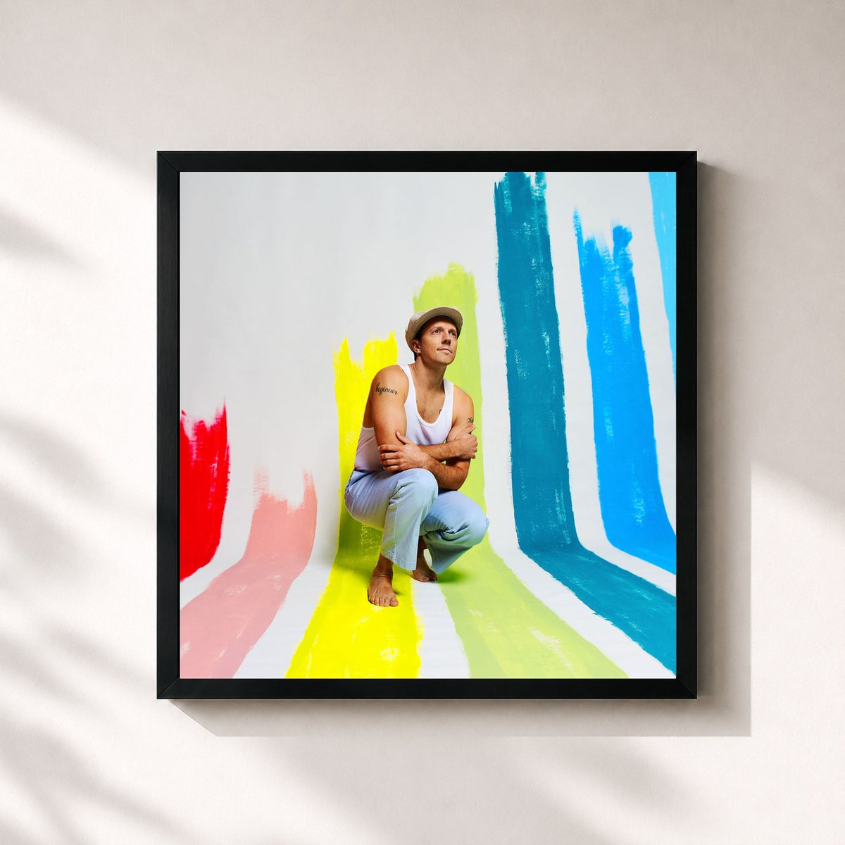 #noir Mystical Magical Rhythmical Radical Ride von Jason Mraz als quadratischer Kunstdruck, schwarzer Rahmen 32x32 cm
