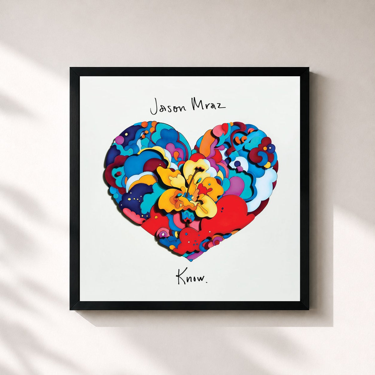 #noir Know. von Jason Mraz als quadratischer Kunstdruck, schwarzer Rahmen 32x32 cm