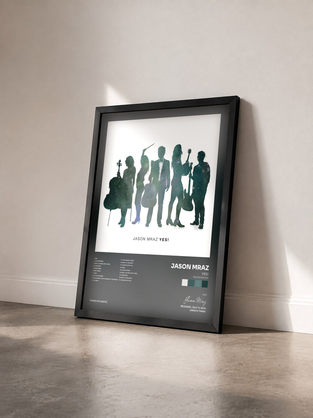 #noir Yes! (Deluxe Edition) von Jason Mraz als gerahmter Kunstdruck von schräg gesehen, schwarzer Rahmen