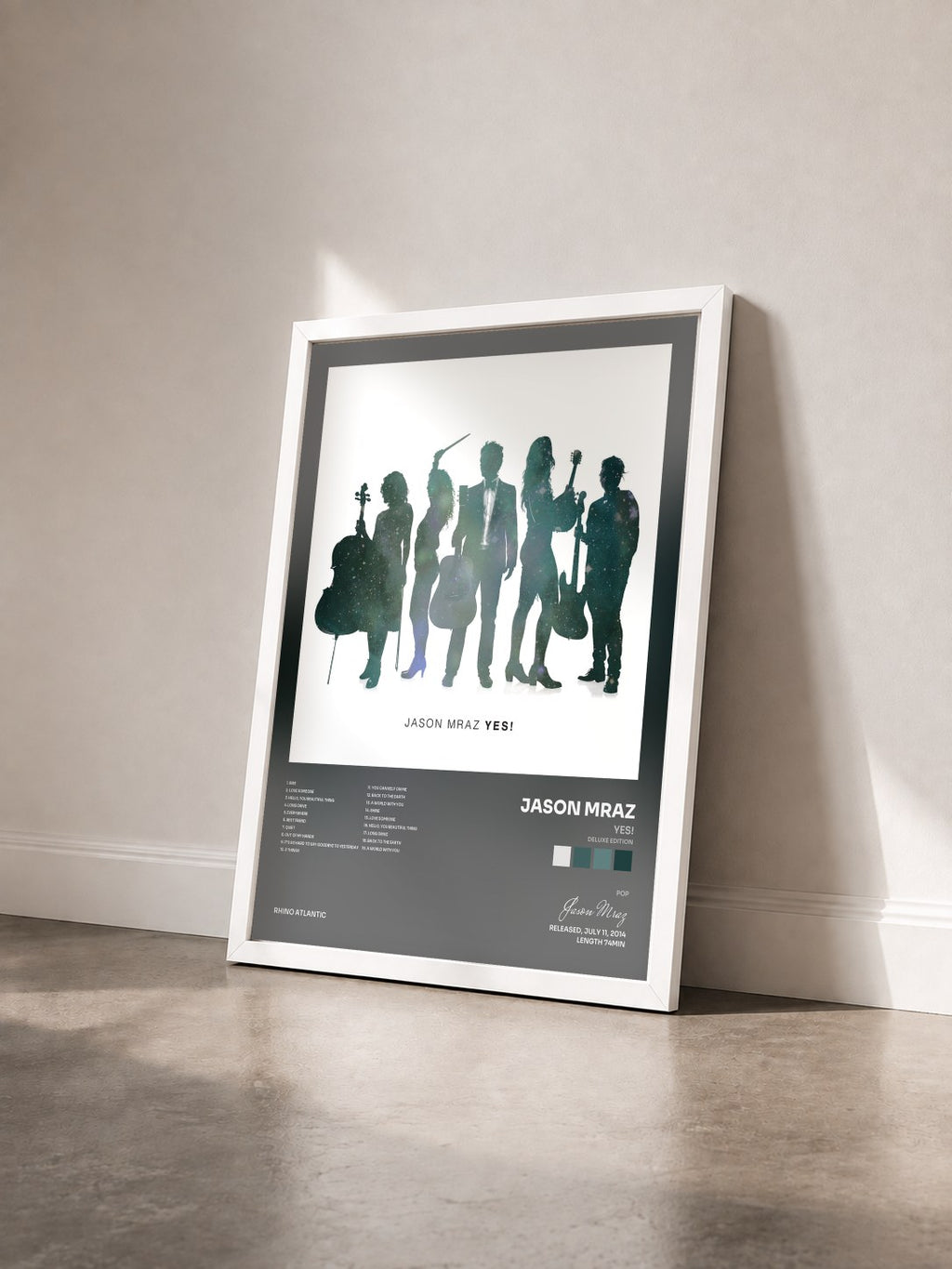 #blanc Yes! (Deluxe Edition) von Jason Mraz als gerahmter Kunstdruck von schräg gesehen, weißer Rahmen