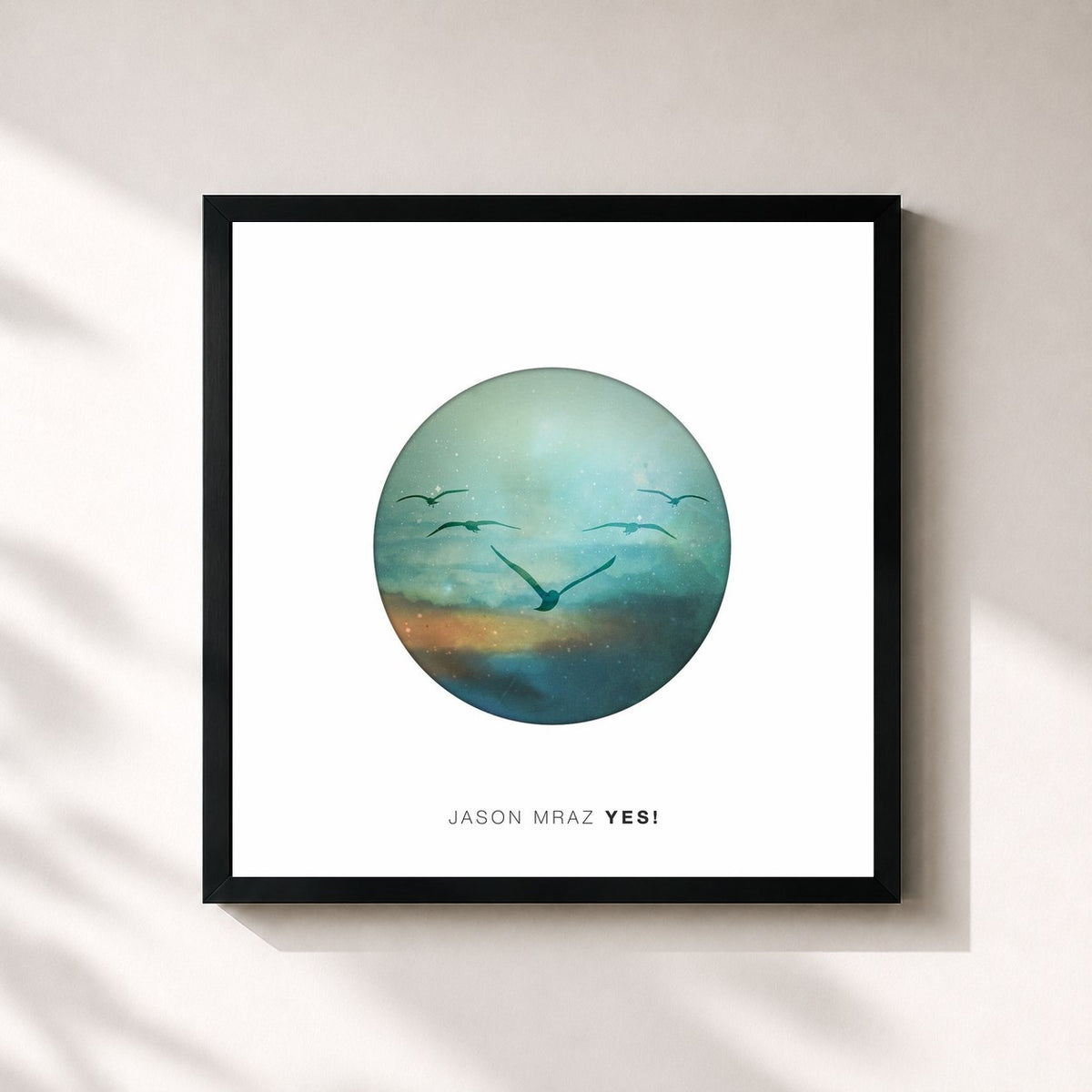 #noir YES! von Jason Mraz als quadratischer Kunstdruck, schwarzer Rahmen 32x32 cm