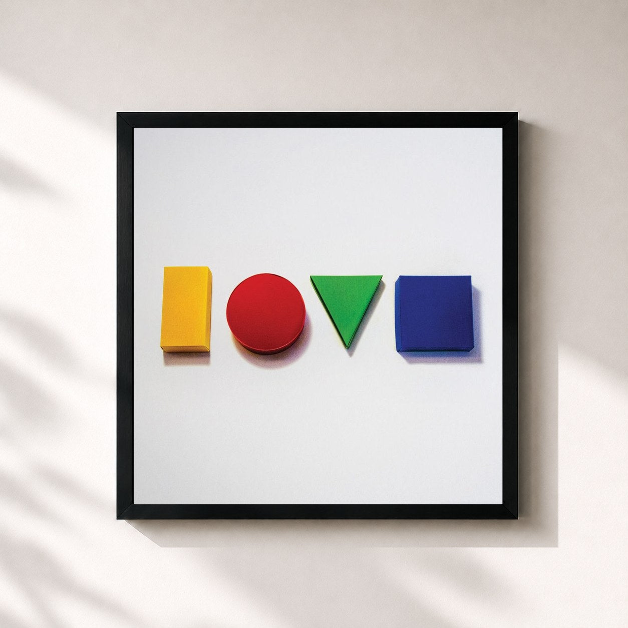 #noir Tableau carré de l'album Love Is a Four Letter Word de Jason Mraz, cadre noir 32x32 cm