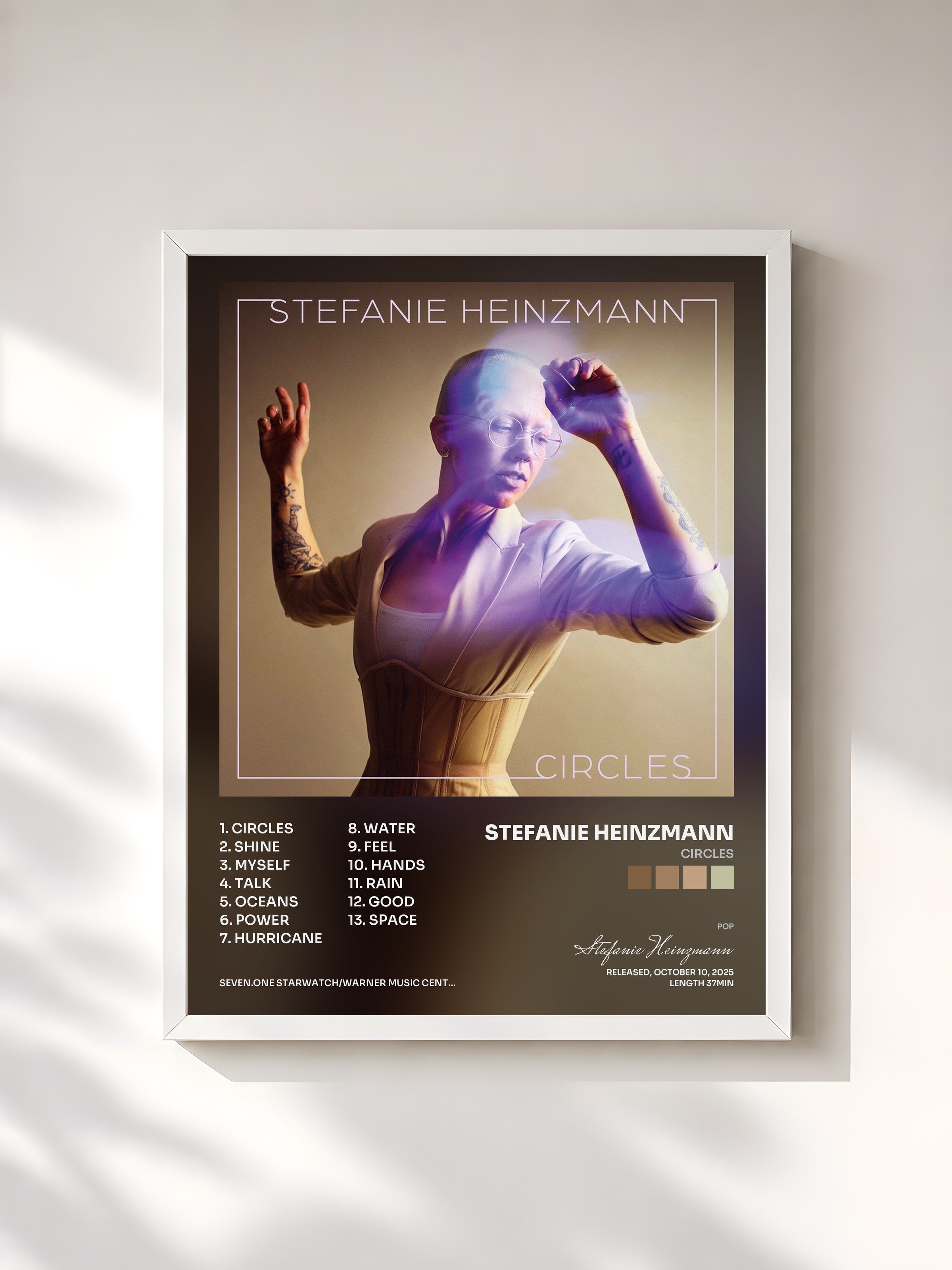 #blanc Tableau de l'album Circles de Stefanie Heinzmann, cadre blanc, imprimé et encadré en France