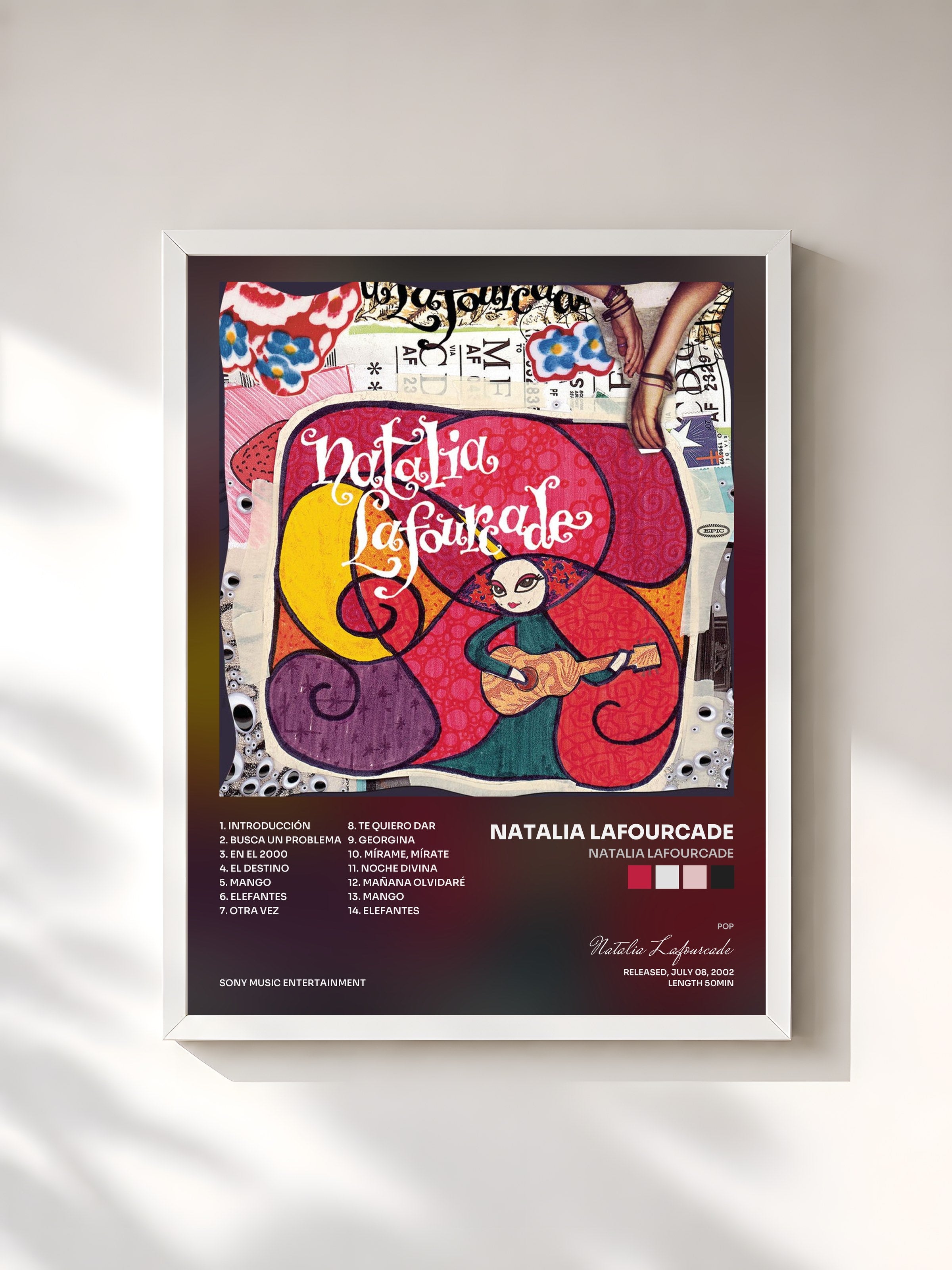 #blanc Tableau de l'album Natalia Lafourcade de Natalia Lafourcade, cadre blanc, imprimé et encadré en France