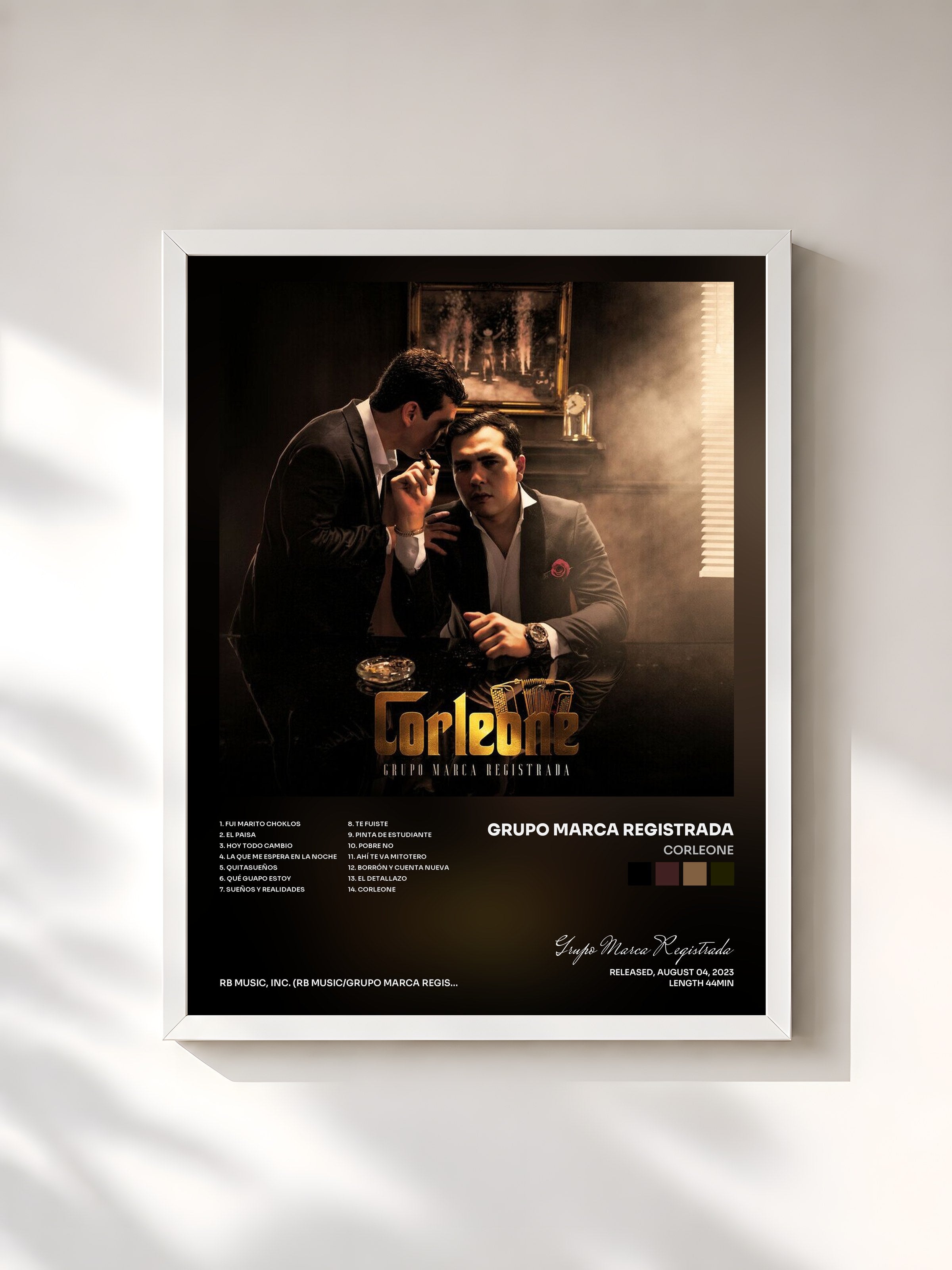 #blanc Tableau de l'album Corleone de Grupo Marca Registrada, cadre blanc, imprimé et encadré en France
