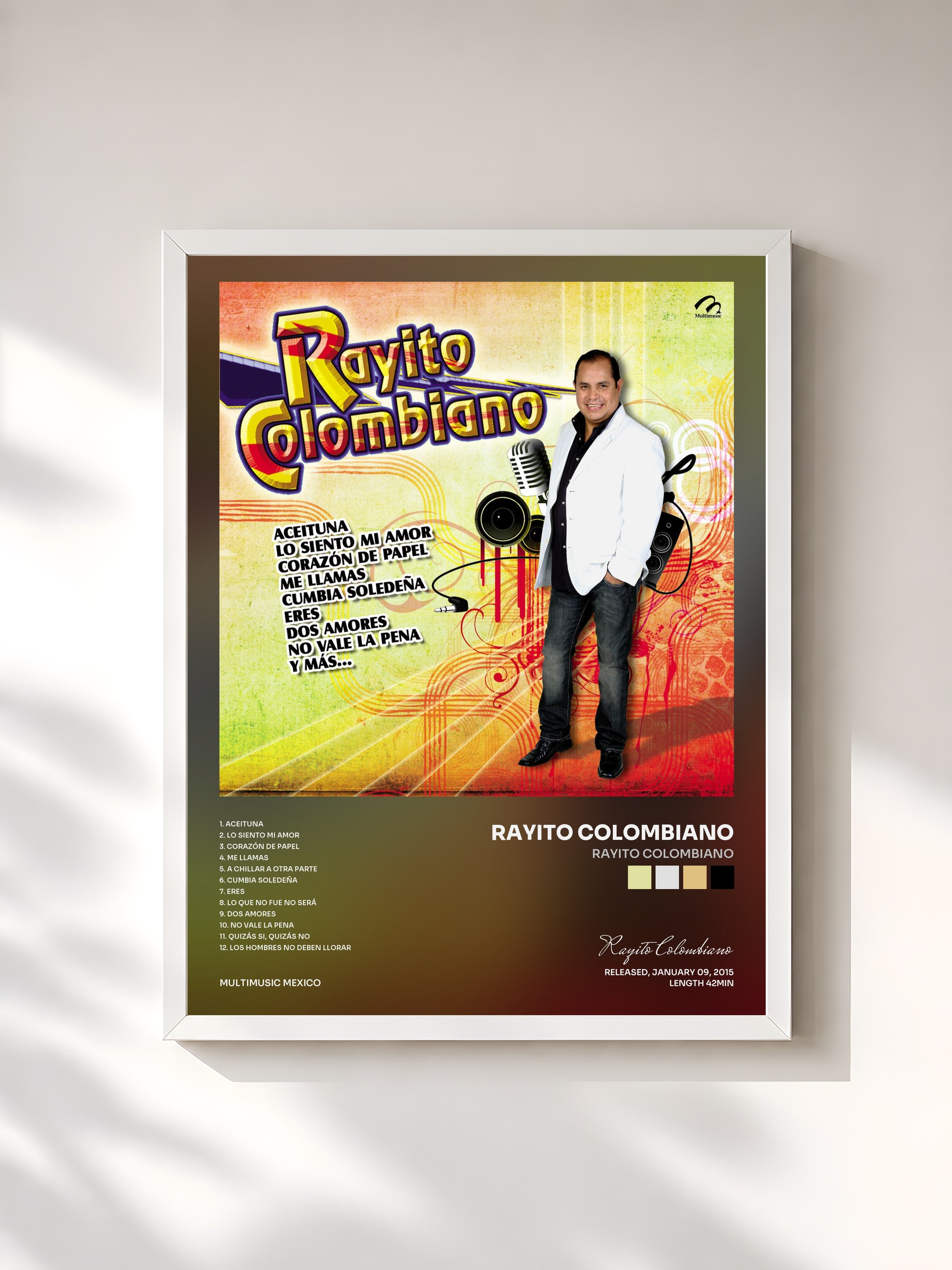 #blanc Tableau de l'album Rayito Colombiano de Rayito Colombiano, cadre blanc, imprimé et encadré en France