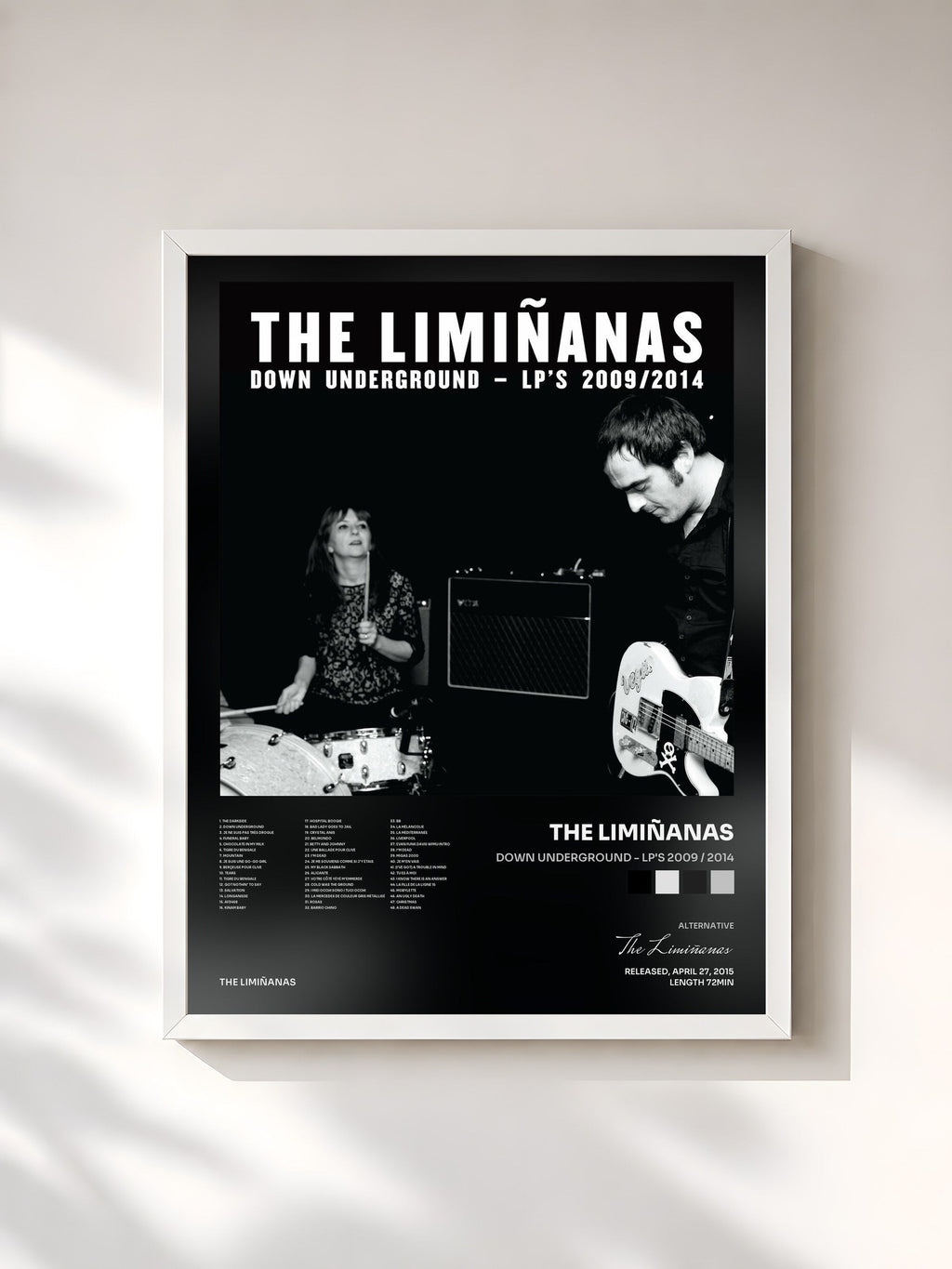 #blanc Down Underground - LP's 2009 / 2014 by The Limiñanas as a framed art print, white frame, printed and framed in France