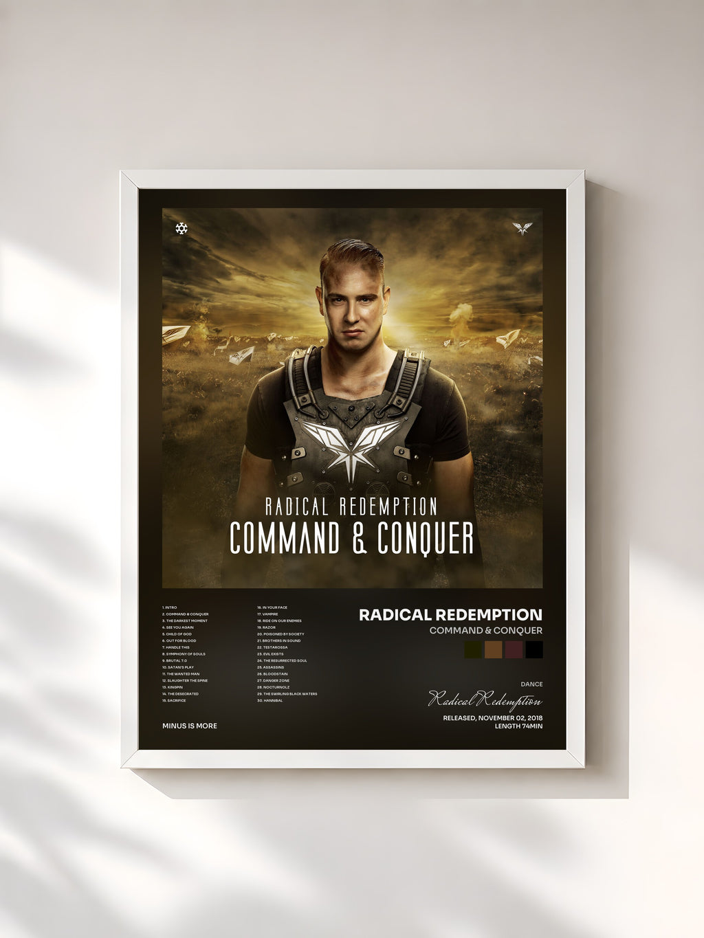 #blanc Tableau de l'album Command & Conquer de Radical Redemption, cadre blanc, imprimé et encadré en France