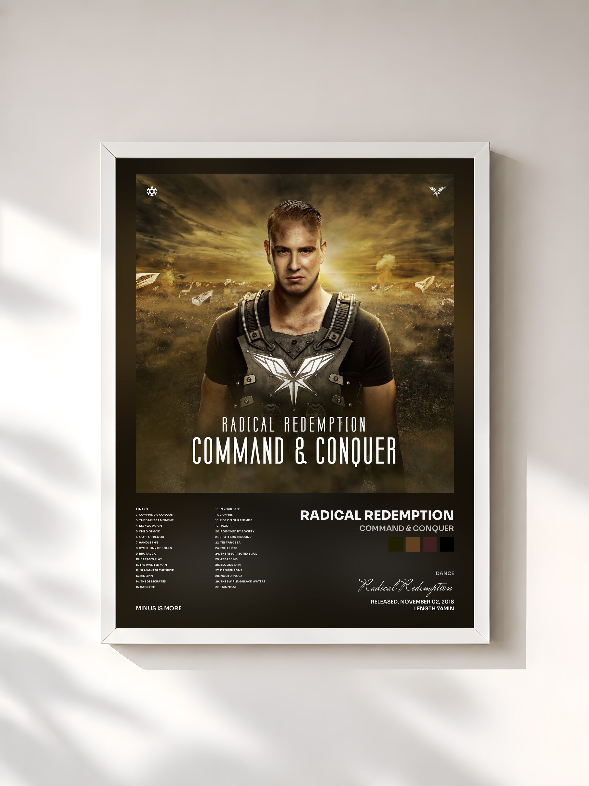 #blanc Tableau de l'album Command & Conquer de Radical Redemption, cadre blanc, imprimé et encadré en France