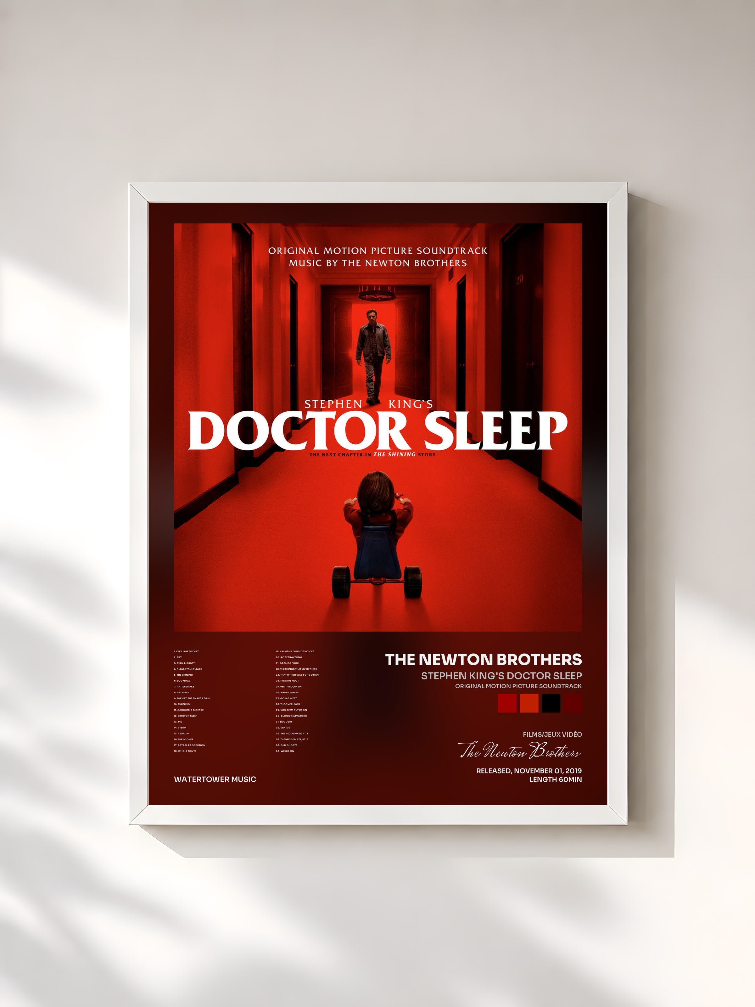 #blanc Tableau de l'album Stephen King's Doctor Sleep (Original Motion Picture Soundtrack) de The Newton Brothers, cadre blanc, imprimé et encadré en France