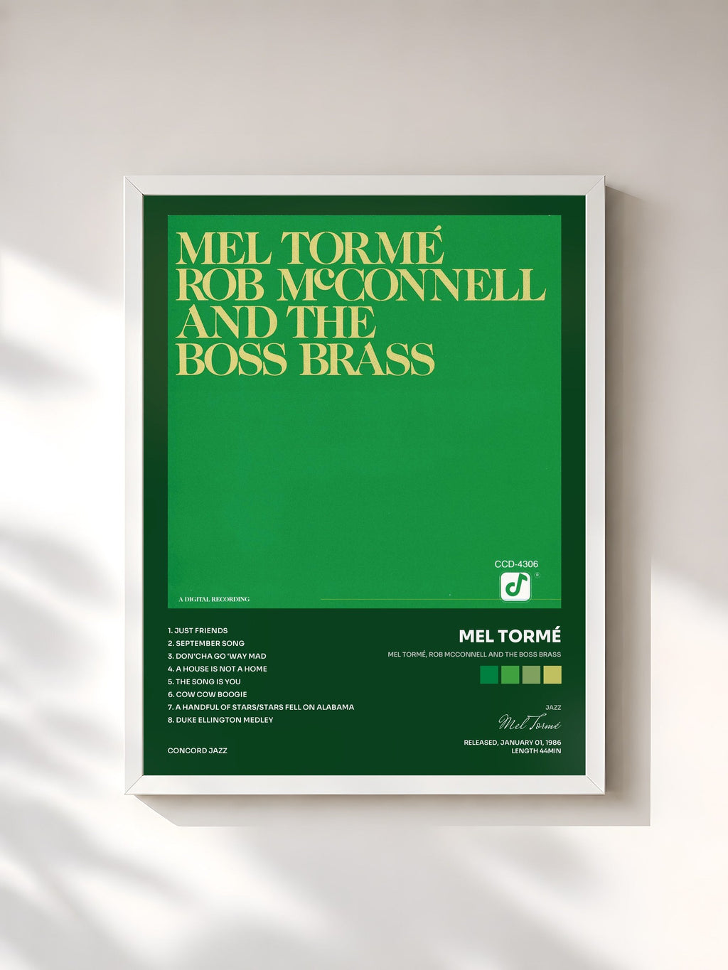 #blanc Mel Tormé, Rob McConnell And The Boss Brass de Mel Tormé en lámina enmarcada, marco blanco, impresa y enmarcada en Francia
