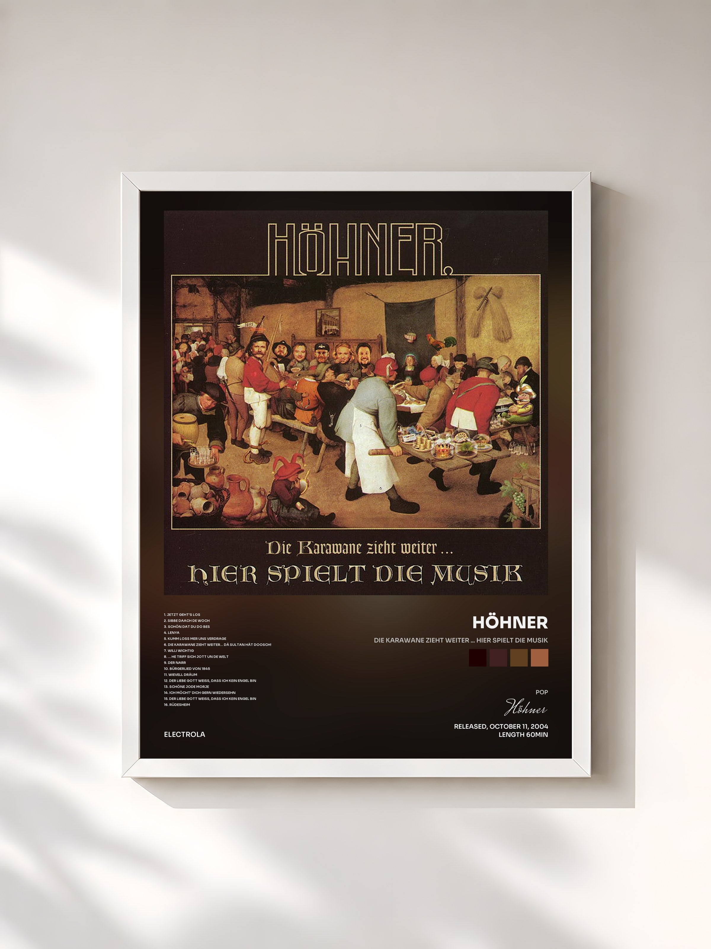 #blanc Tableau de l'album Die Karawane Zieht Weiter ... Hier Spielt Die Musik de Höhner, cadre blanc, imprimé et encadré en France