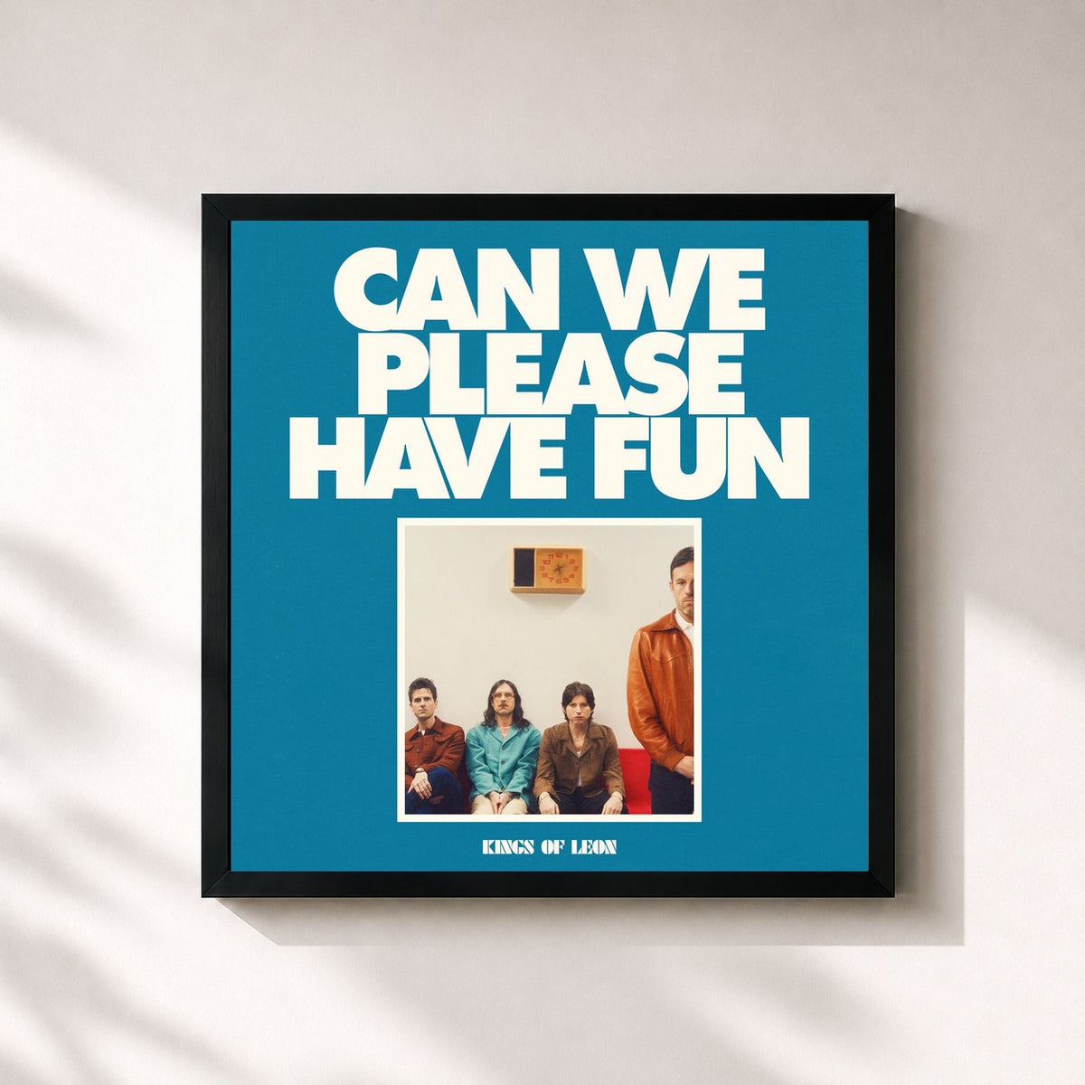 #noir Can We Please Have Fun by Kings of Leon as a square framed art print, black 32x32 cm frame