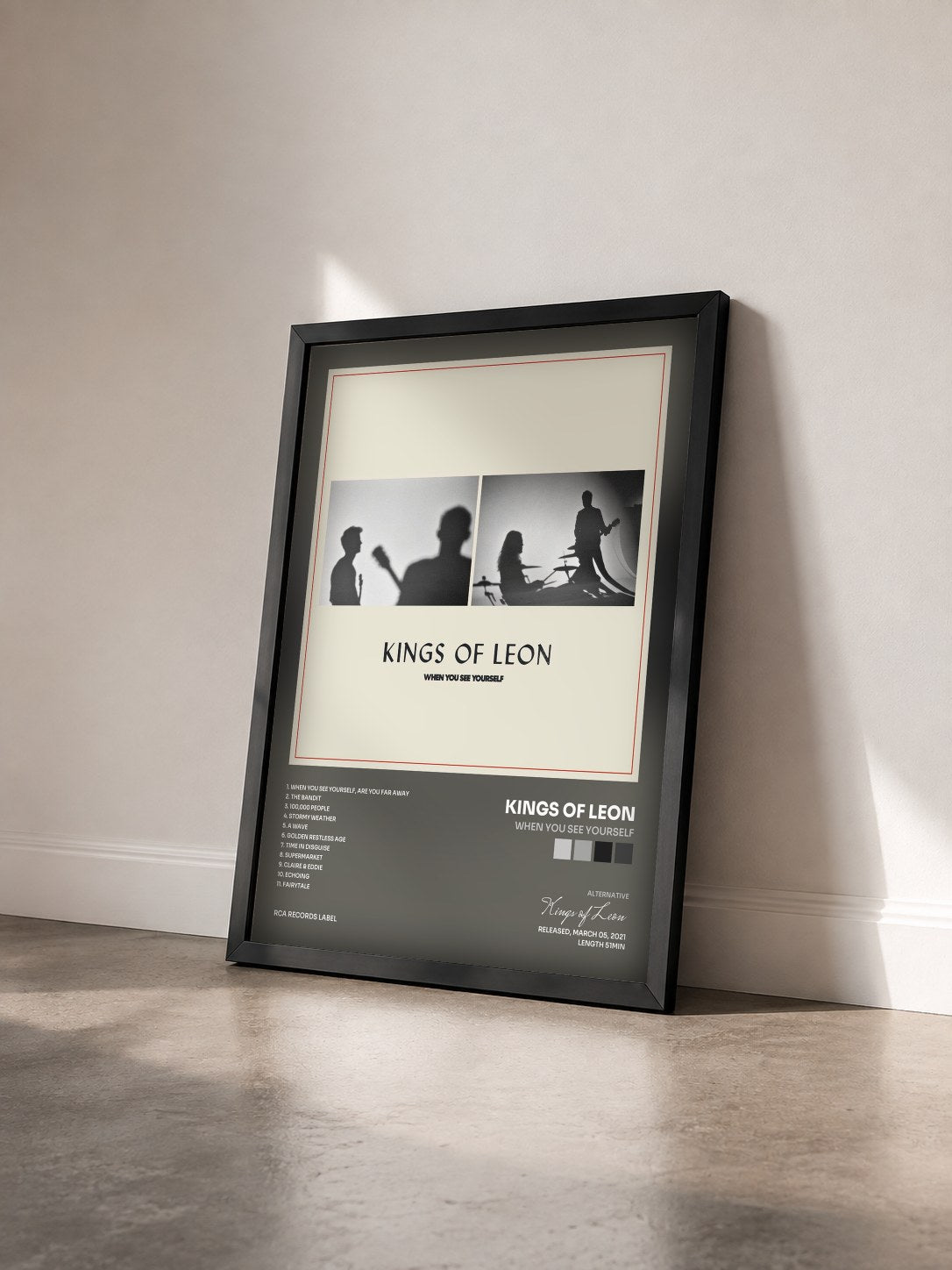 #noir When You See Yourself by Kings of Leon as a framed art print seen at an angle, black frame