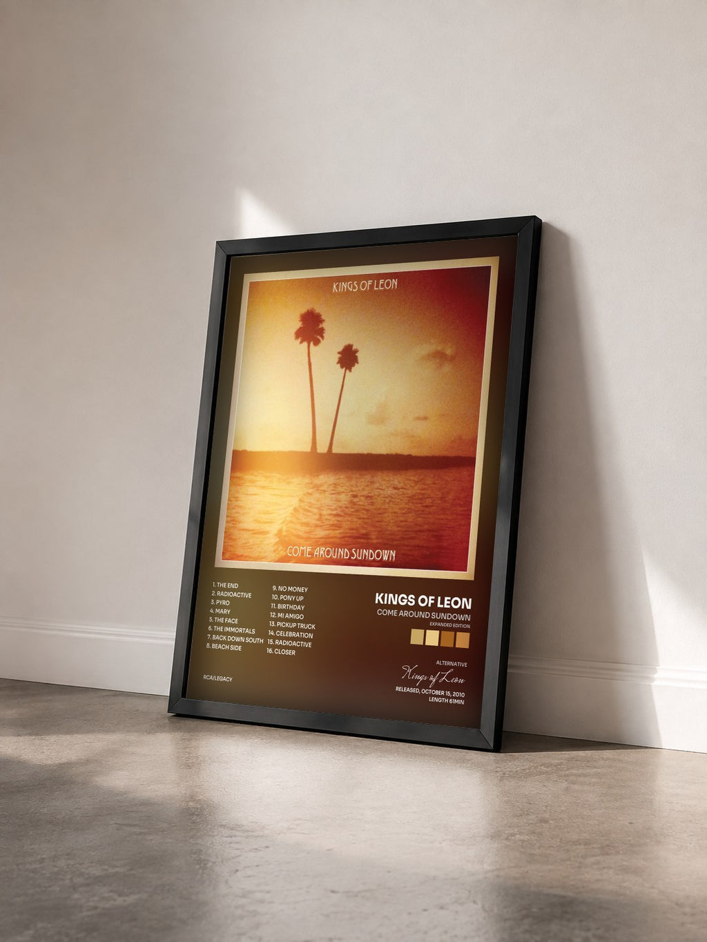 #noir Come Around Sundown (Expanded Edition) di Kings of Leon in stampa incorniciata vista di tre quarti, cornice nera