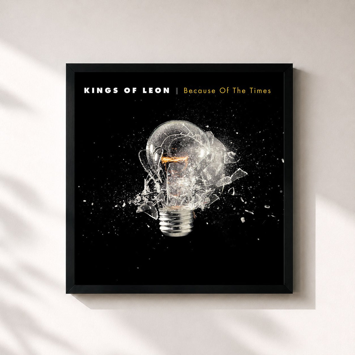 #noir Because Of The Times by Kings of Leon as a square framed art print, black 32x32 cm frame