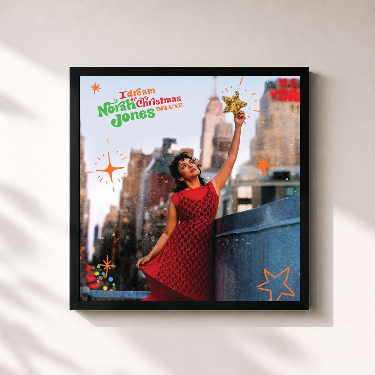 #noir Tableau carré de l'album I Dream Of Christmas (Deluxe) de Norah Jones, cadre noir 32x32 cm