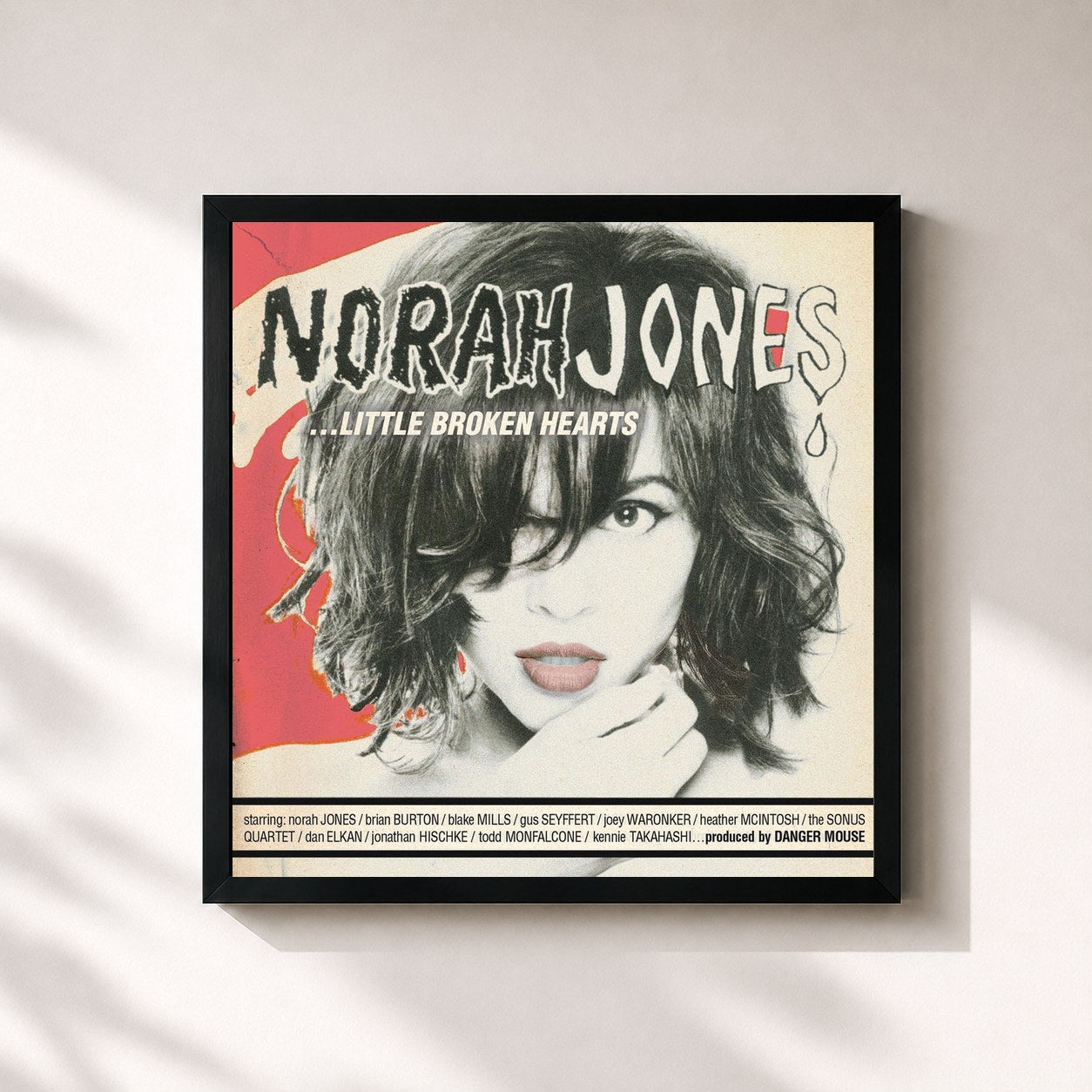#noir Little Broken Hearts by Norah Jones as a square framed art print, black 32x32 cm frame