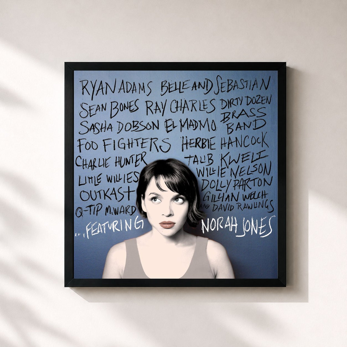 #noir Tableau carré de l'album … Featuring Norah Jones de Norah Jones, cadre noir 32x32 cm