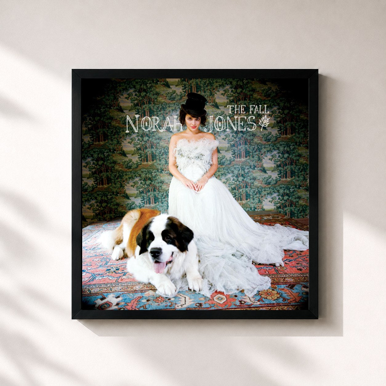 #noir Tableau carré de l'album The Fall de Norah Jones, cadre noir 32x32 cm