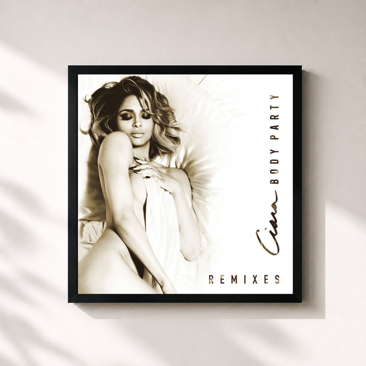 #noir Tableau carré de l'album Body Party - Remixes de Ciara, cadre noir 32x32 cm