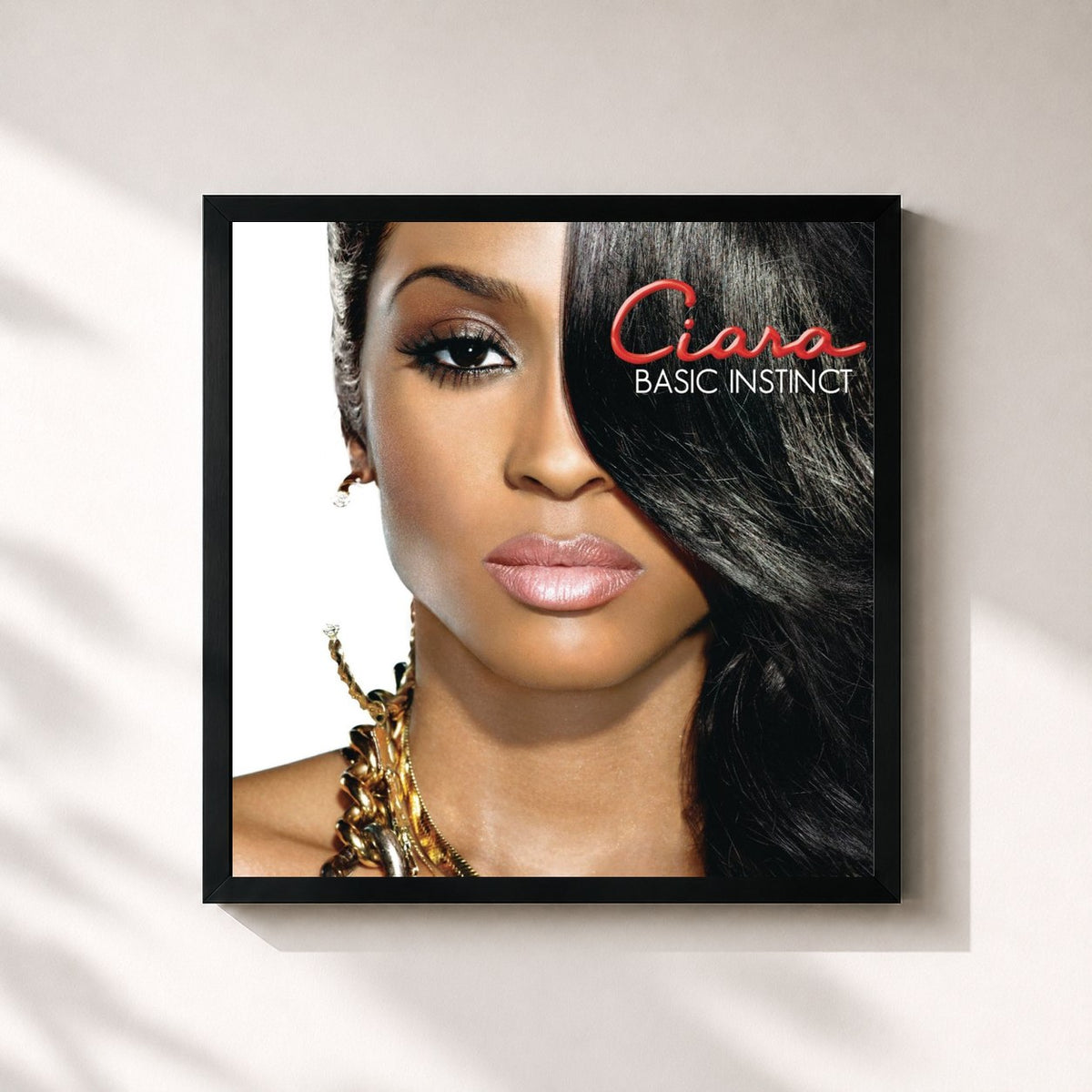 #noir Tableau carré de l'album Basic Instinct de Ciara, cadre noir 32x32 cm