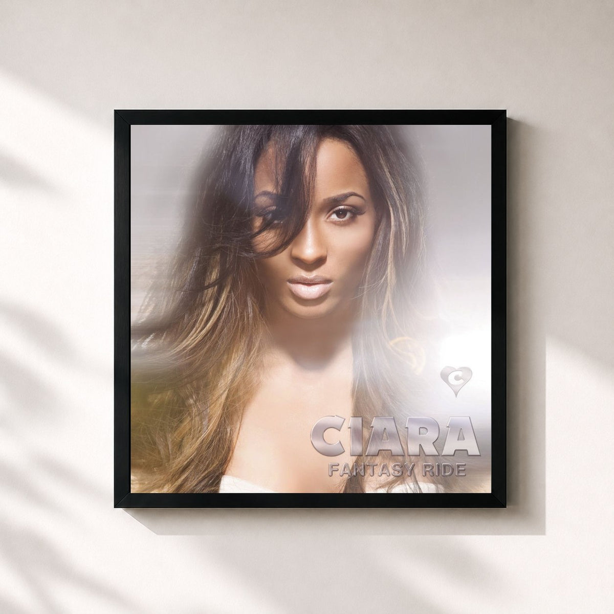 #noir Tableau carré de l'album Fantasy Ride de Ciara, cadre noir 32x32 cm